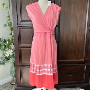 NWT Lands’ End Pink Tie-Dye Fit and Flare Dress